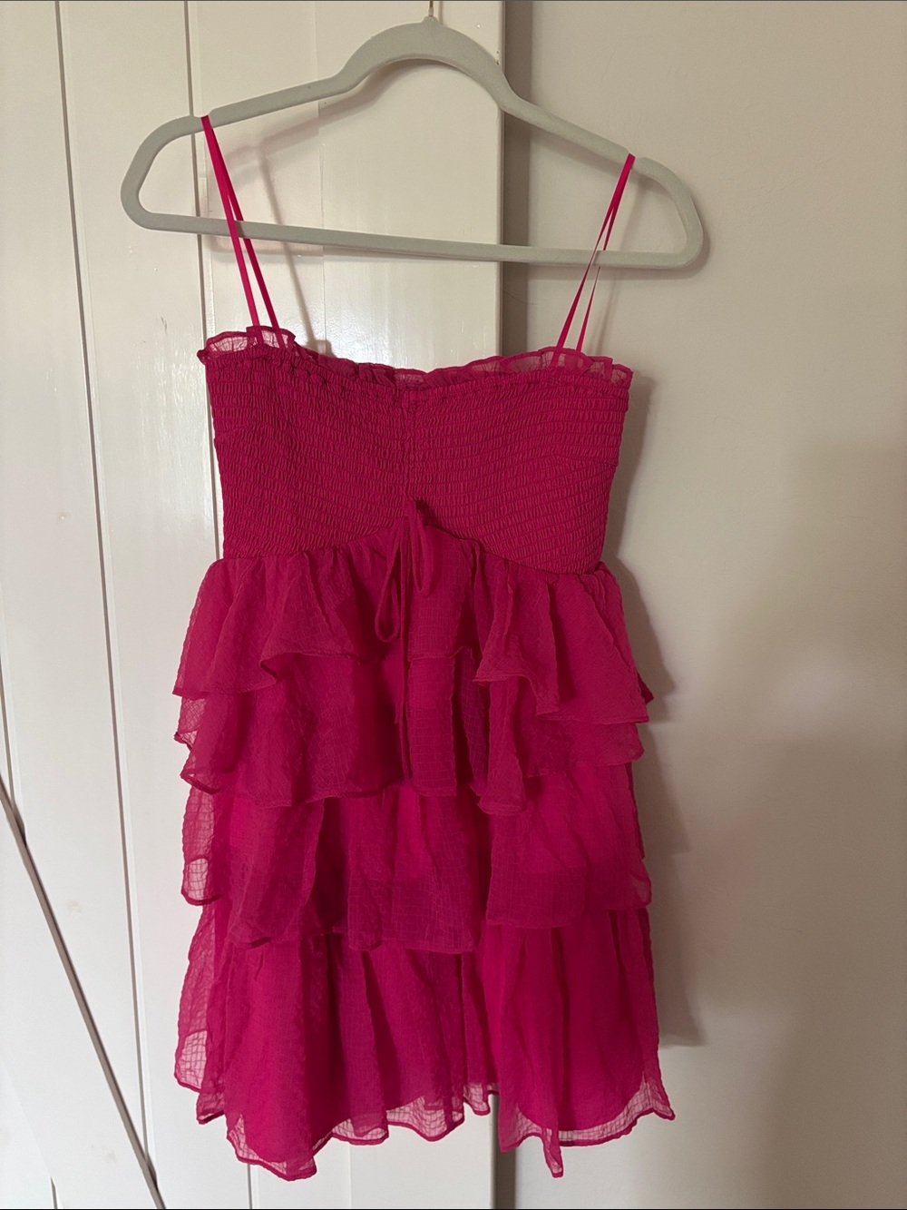 Mustard Seed Hot Pink Tiered Mini Dress